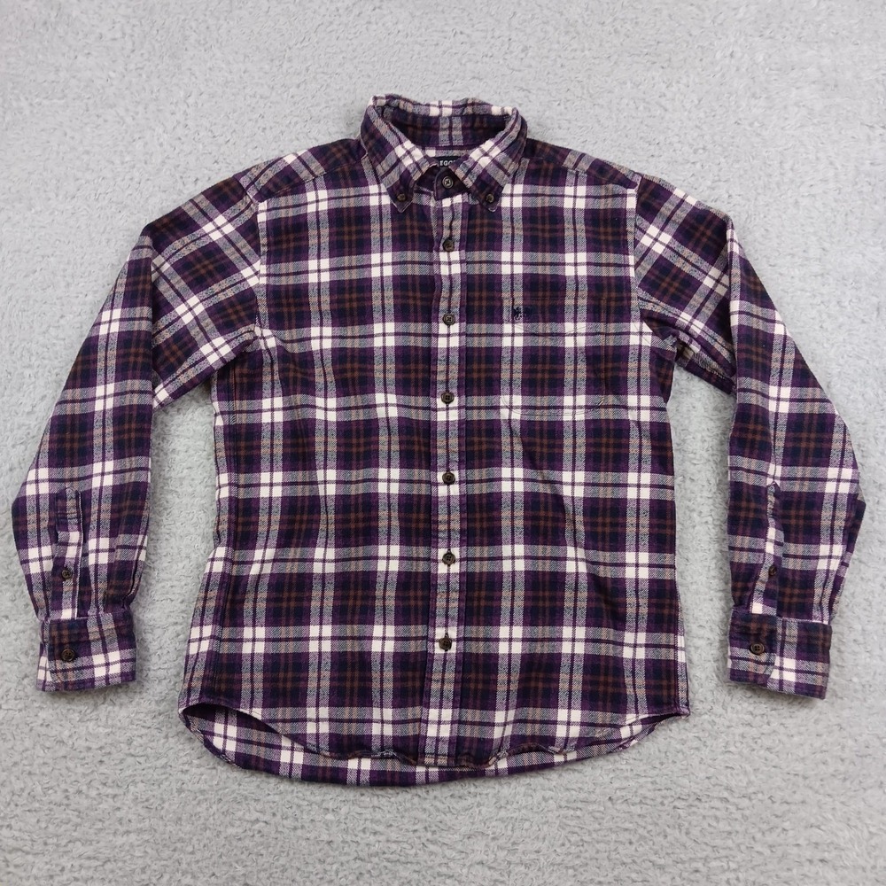 McGregor Button Down Flannel Shirt Mens M Purple Plaid Pima Cotton Long Sleeve